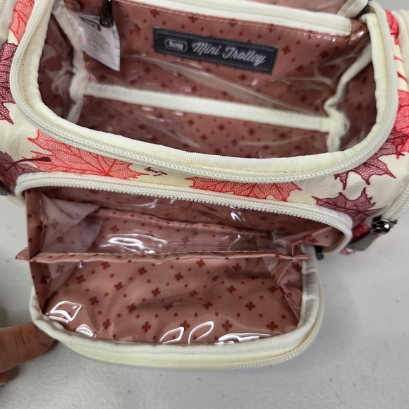 Lug Mini Trolley Pink and Cream Leaf Pattern Women's Cosmetic Makeup Bag - Picture 10 of 16